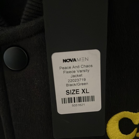 Fashion Nova Peace And Chaos Fleece Varsity Jacket - Picture 3 of 3